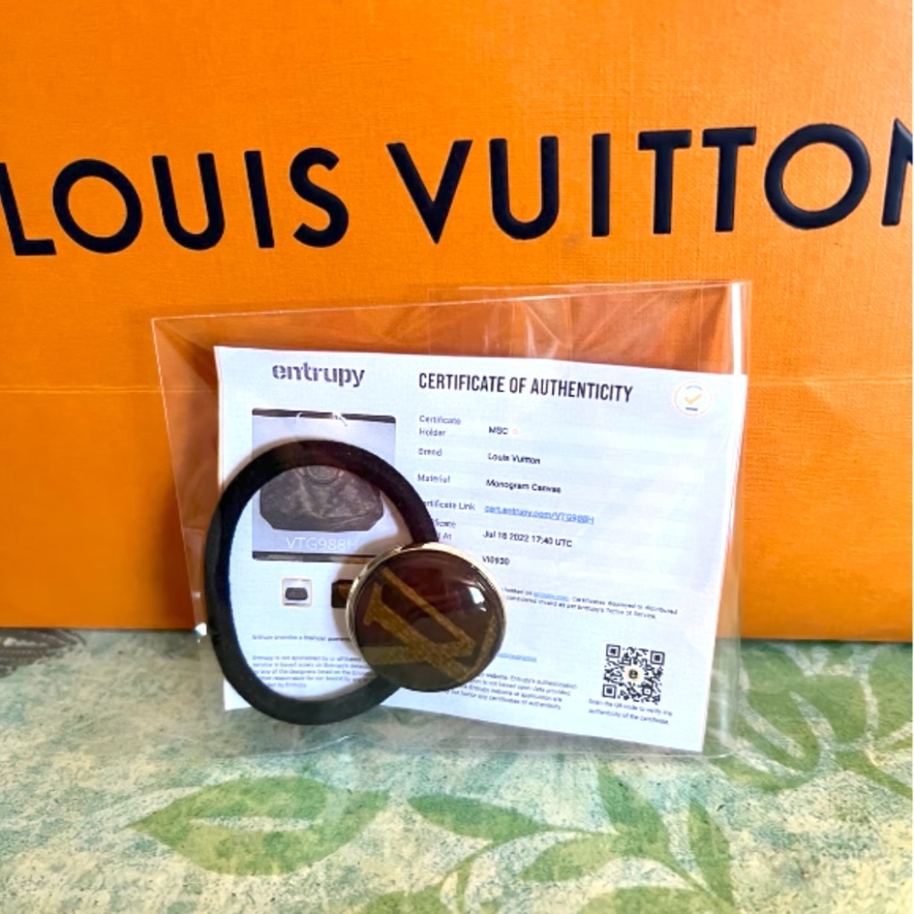 Louis Vuitton LV Canvas Upcycle Gold Hair Tie